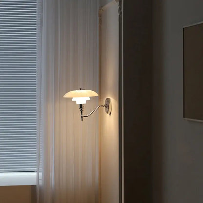 Modern chrome french glass wall lamp with polished finish and warm light for bedroom decorbites french glass sconce