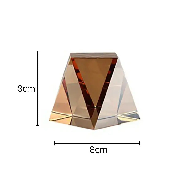 An 8cm tall faceted amber crystal artwork polyhedron with geometric design for modern decorbites geometric crystal decor