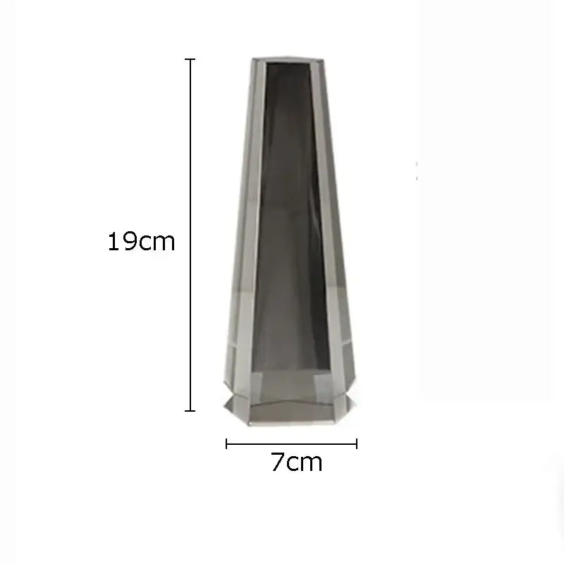 A sleek 19cm tall faceted gray glass vase with modern geometric design for decorbites geometric crystal artwork