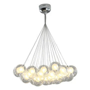Modern chrome glass ball led chandelier with clear glass spheres emitting warm light for living room decorbites glass ball