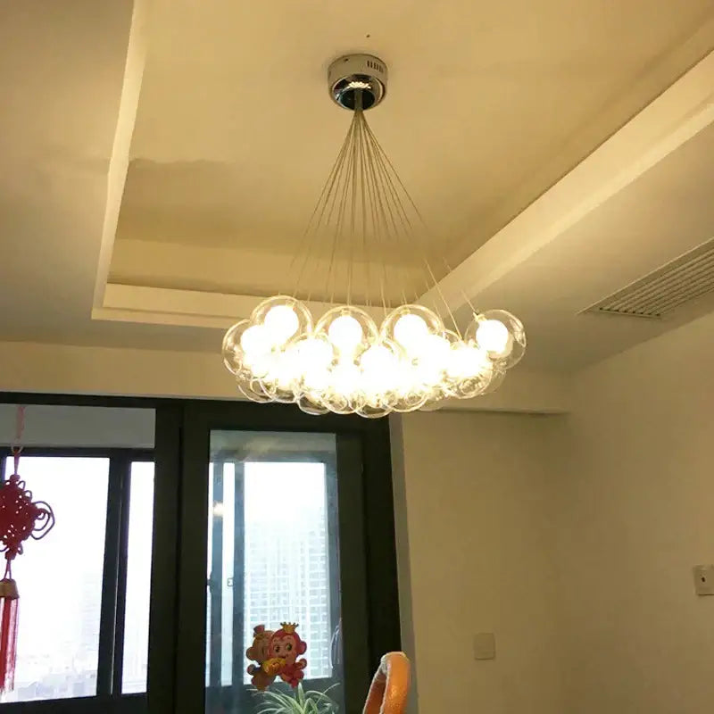 Modern chrome glass ball led chandelier with glass ball led design and chrome finish for living room decorbites decor