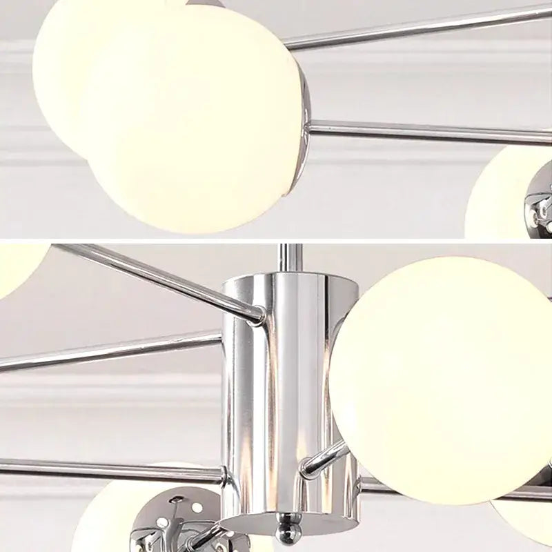 Modern chrome glass ball led chandelier with multiple frosted glass globe shades for living room decorbites glass ball