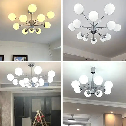 Modern chrome glass ball led chandelier with frosted globe shades for living room decorbites glass ball lighting
