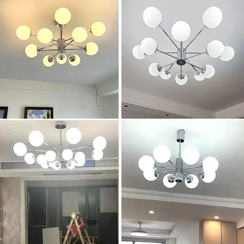 Modern chrome glass ball led chandelier with frosted globe shades for living room decorbites glass ball lighting