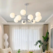 Modern chrome glass ball led chandelier with frosted glass globe shades for living room decorbites glass ball lighting