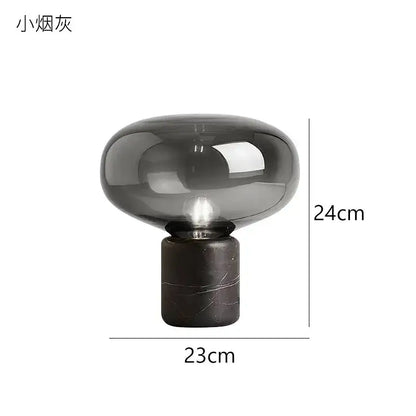 Modern chrome glass ball marble desk lamp with dark gray smoked glass dome and matte black marble base for bedroom decorbites glass ball