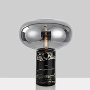 Modern chrome glass ball marble desk lamp with reflective chrome dome and black marble base for bedroom decorbites desk lamp