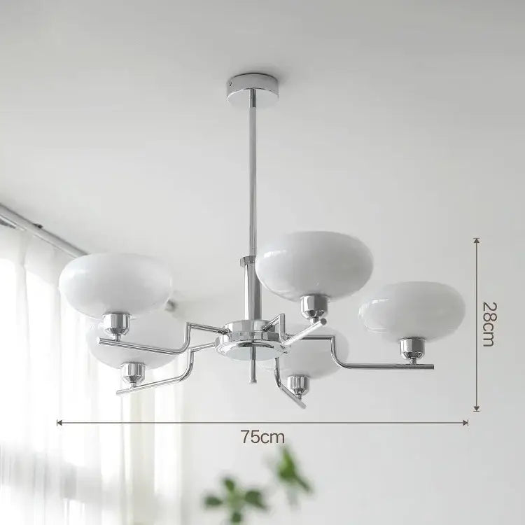 Modern chrome glass ball pendant chandelier with five frosted white glass shades for bedroom decorbites glass ball lighting