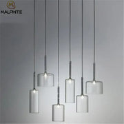 Modern chrome glass bottle pendant light with clear glass cylindrical shades and sleek chrome stems for dining room decorbites glass bottle pendant