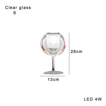Modern chrome glass gold table lamp with clear glass wineglass design and led 4w bulb for luxury living room decorbites glass gold