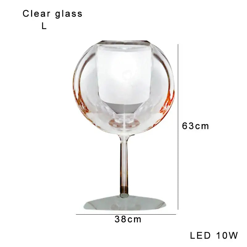 Modern chrome glass gold table lamp with clear wineglass shape and frosted led bulb for luxury living room decorbites glass gold