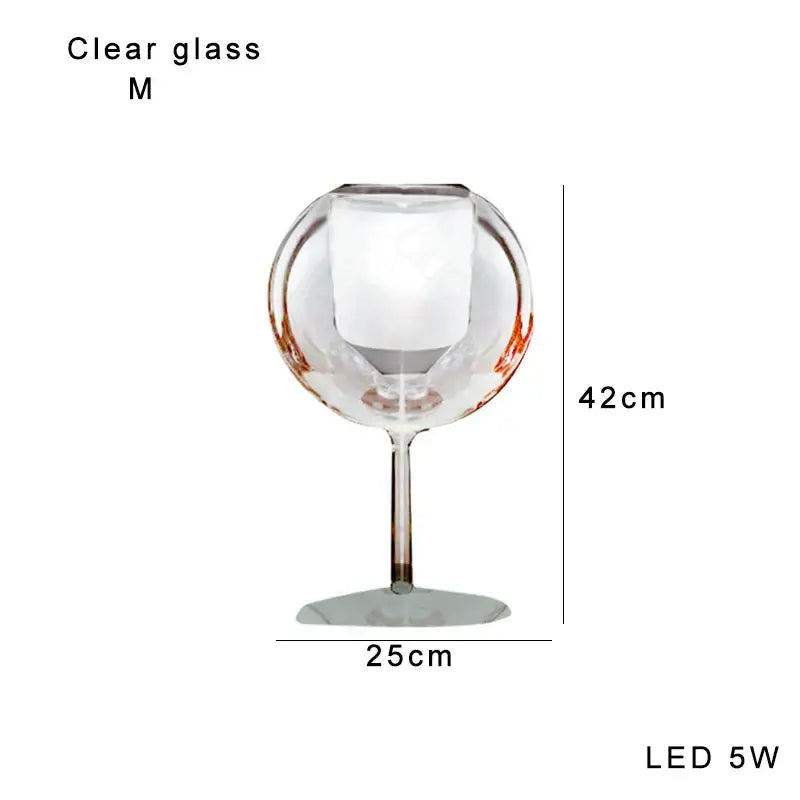 Modern chrome decorbites glass gold table lamp with clear wineglass design and led bulb for luxury living room glow