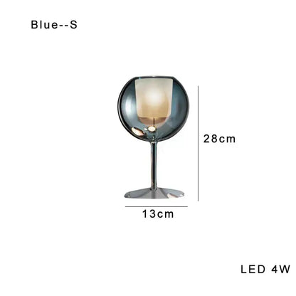 Modern chrome glass gold table lamp with reflective blue glass globe and chrome stem for luxury living room decorbites glass gold
