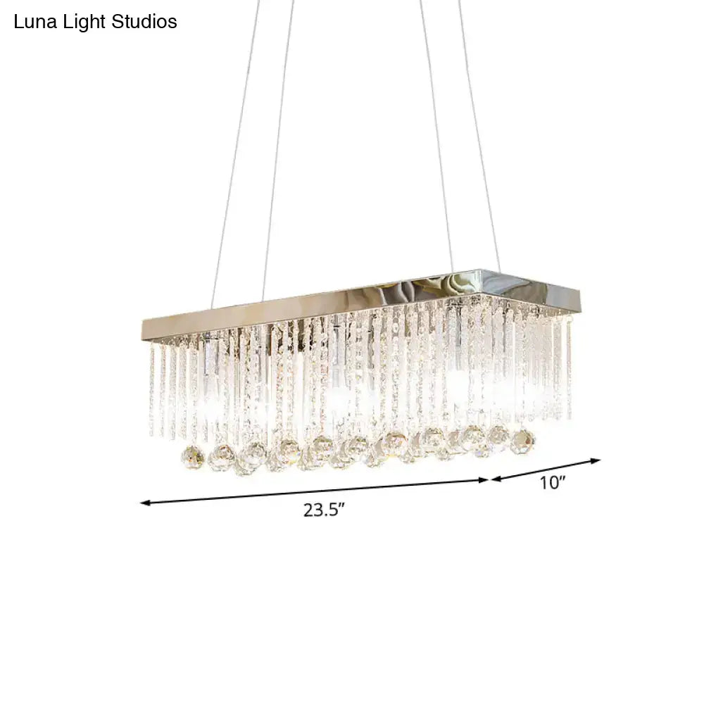 Rectangular decorbites™ chrome chandelier with clear crystal droplets for kitchen island lighting 110v-120v 220v-240v
