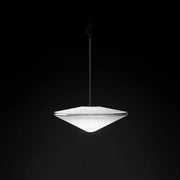A modern chrome glass saucer led chandelier with a diamond frosted glass shade for living room lighting
