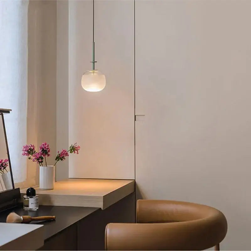 Modern chrome glass saucer led chandelier with frosted glass globe and slender metal stem for living room lighting