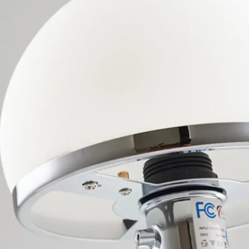 Modern chrome glass table lamp with white opal glass lampshade and polished chrome rim for elegant decorbites glass table