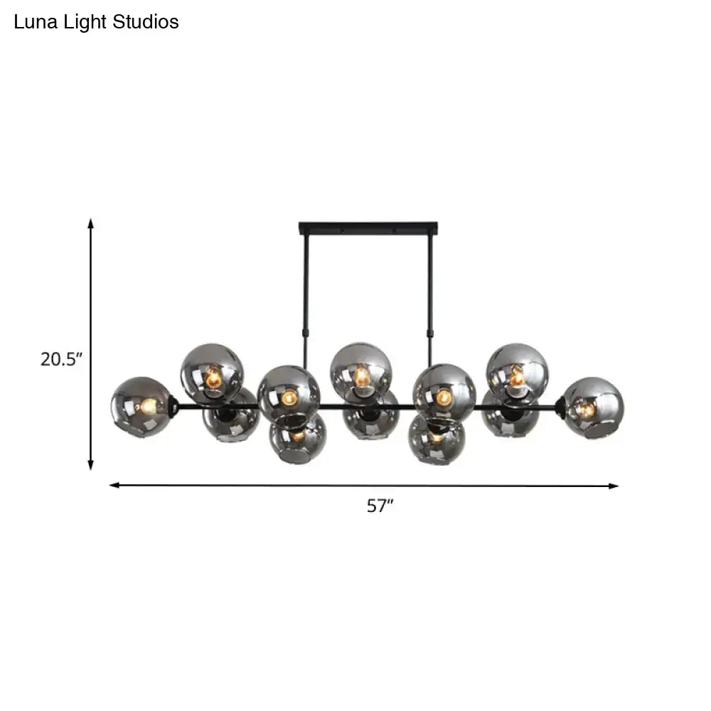 Decorbites modern black island lighting hanging lamp with seven reflective chrome glass globe shades e26 e27 compatible