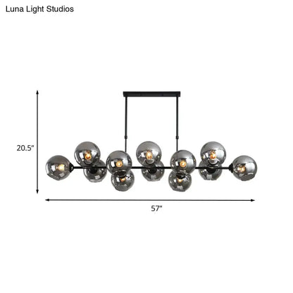 Decorbites modern black island lighting hanging lamp with seven reflective chrome glass globe shades e26 e27 compatible