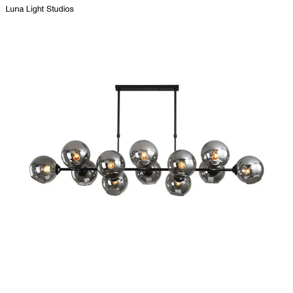 Decorbites™ modern black metal hanging lamp with ten smoked glass globes for stylish island lighting and lamp kit use