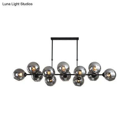 Decorbites™ modern black metal hanging lamp with ten smoked glass globes for stylish island lighting and lamp kit use