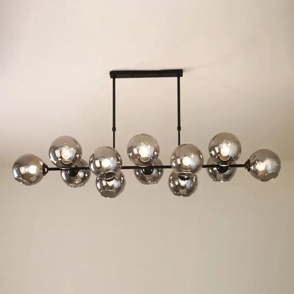 Decorbites modern black metal chandelier with smoky glass spherical bulbs e26 e27 island lighting hanging lamp