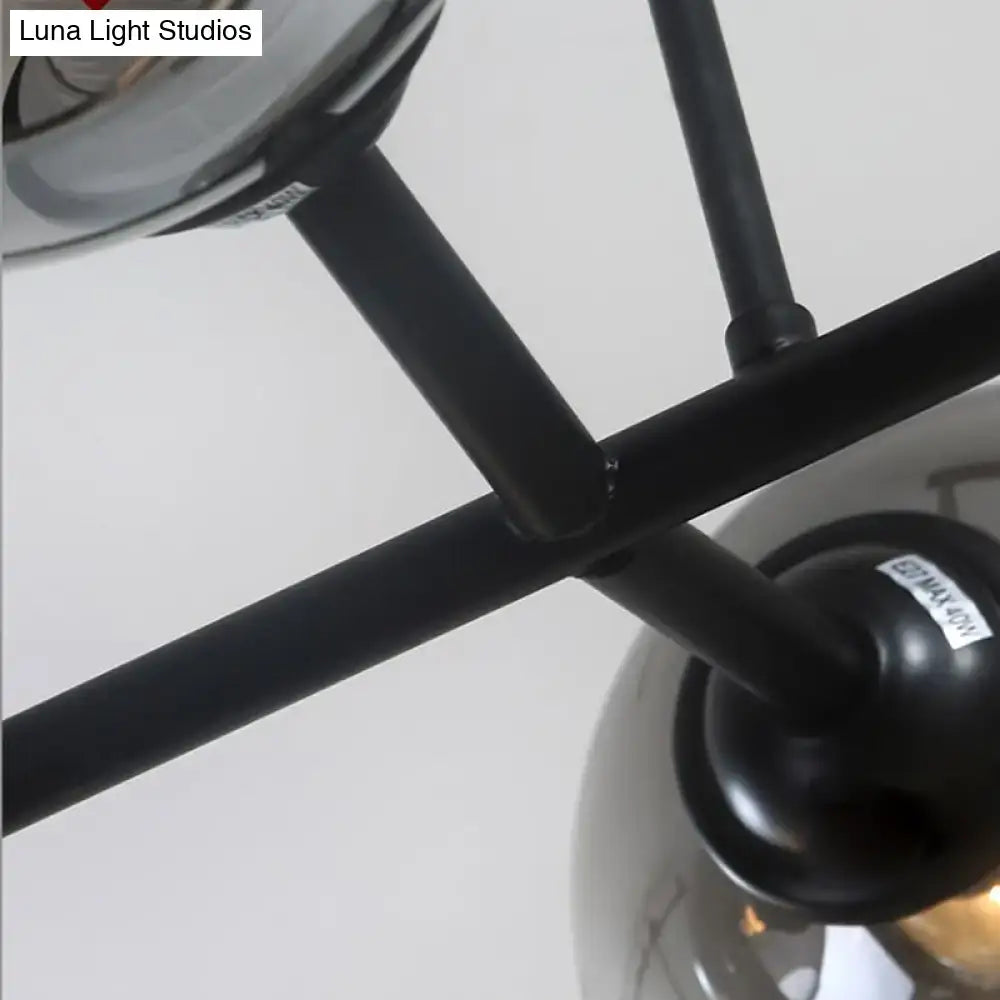 Decorbites modern black metal chandelier with smokey glass shades hanging lamp ideal for island lighting use