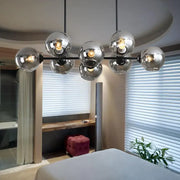 Decorbites modern black island lighting hanging lamp with chrome spherical globe and e26 e27 filament bulbs for living room