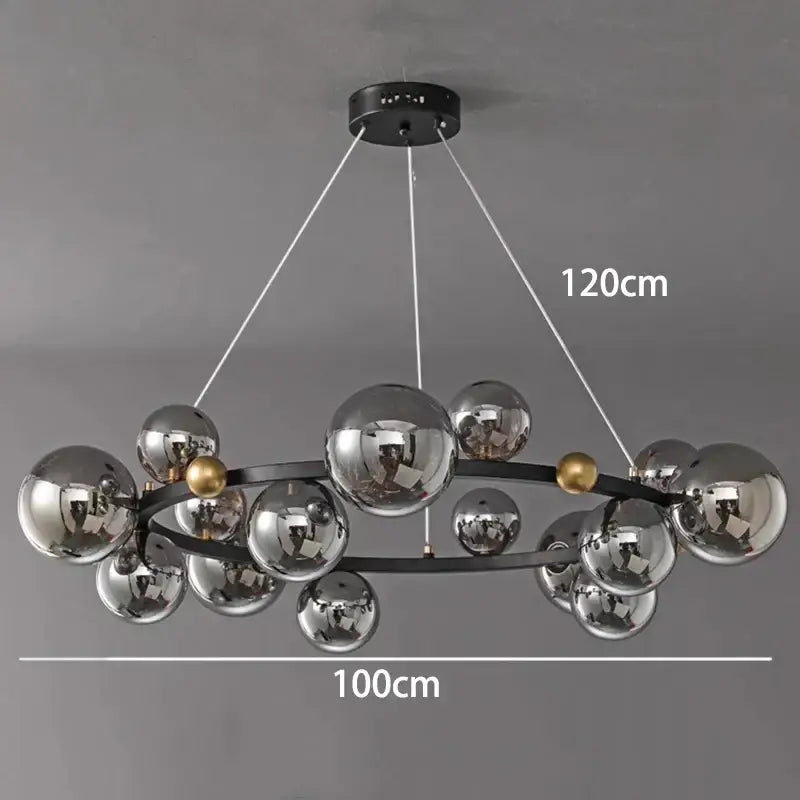 Modern chrome and gold decorbites crystal chandelier with black metal frame for living room lighting