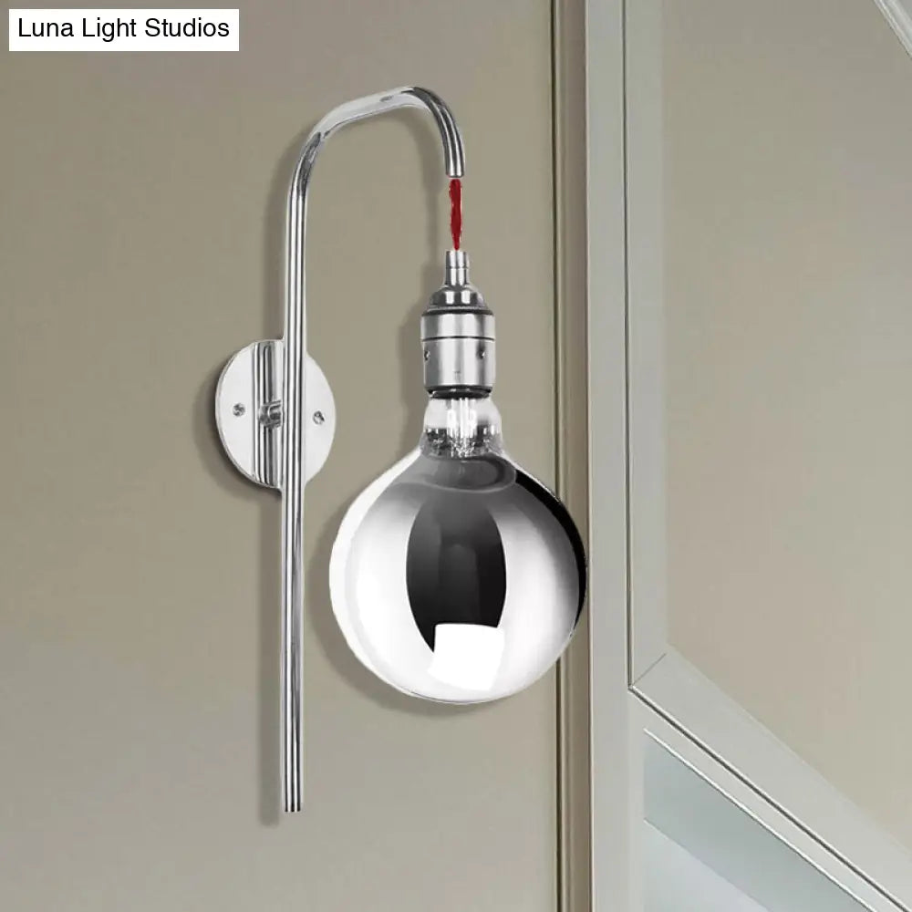 DecorBites™ DecorBites™ Modern Chrome/Gold Sconce Light with Clear Glass Globe Fixture for Living Room