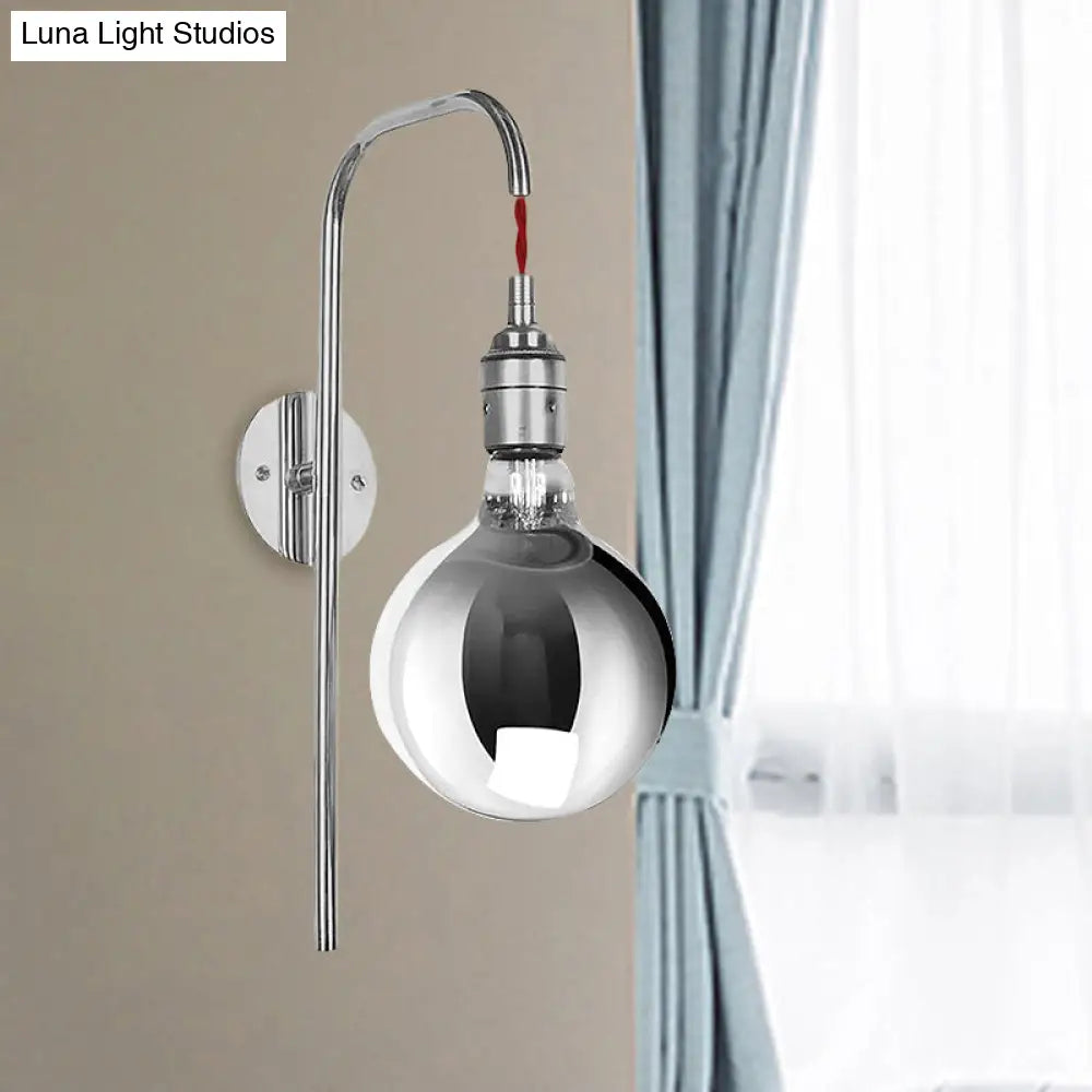 DecorBites™ DecorBites™ Modern Chrome/Gold Sconce Light with Clear Glass Globe Fixture for Living Room