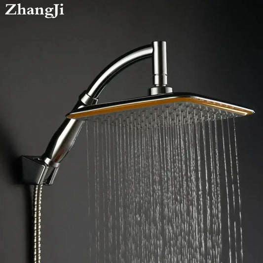 Modern chrome and gold decorbites 20cm square rainfall shower head with multiple jets for a luxurious shower experience