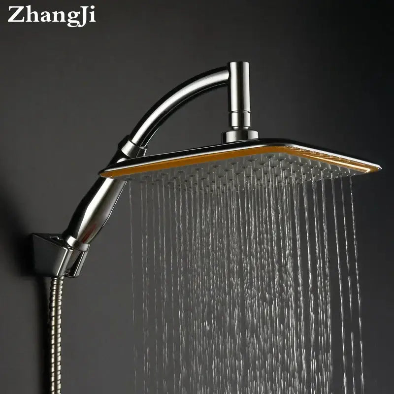 Modern chrome and gold decorbites 20cm square rainfall shower head with multiple jets for a luxurious shower experience