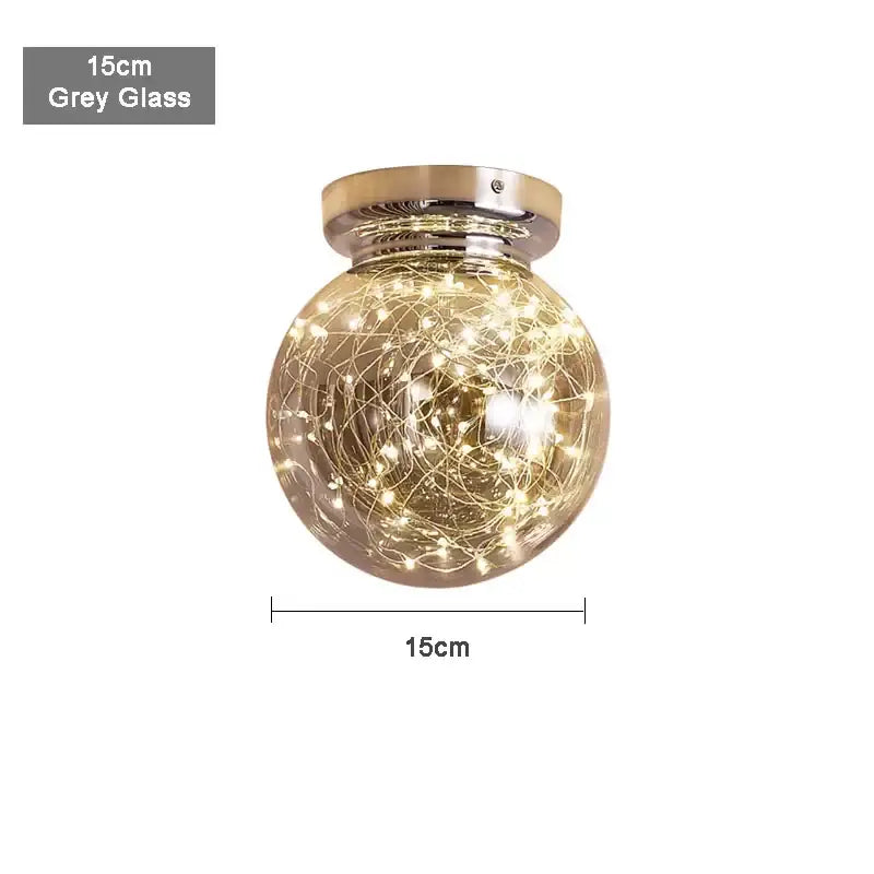 Modern chrome gypsophila led ceiling light with grey glass globe filled with glowing fairy lights for bedroom decorbites gypsophila led ceiling