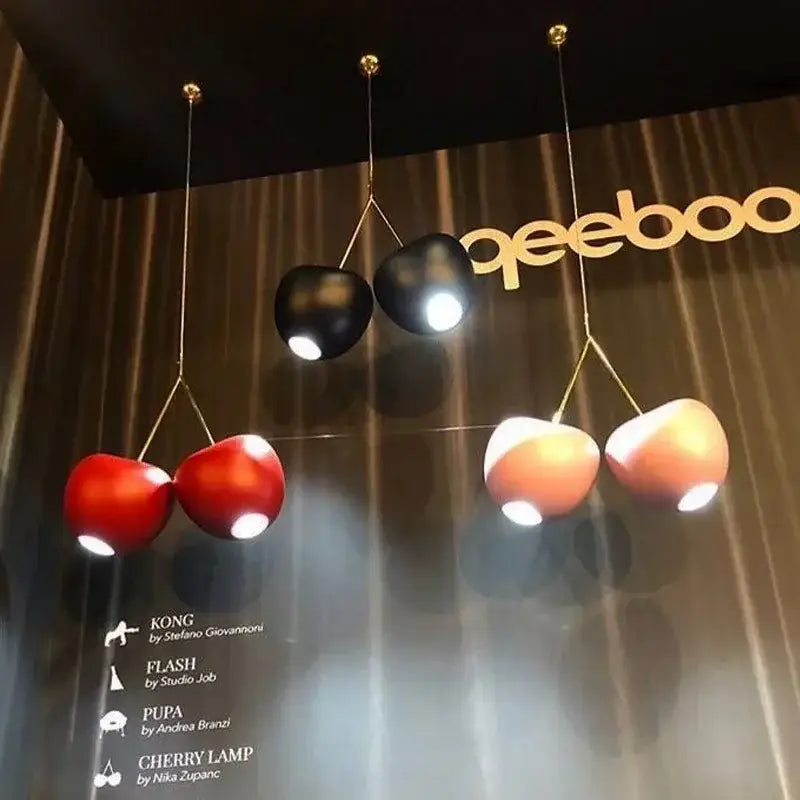 Modern chrome heart creative light chandelier with red black and peach decorbites cherry creative pendant lamps