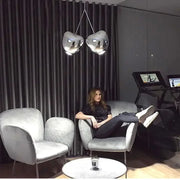 Two shiny heart-shaped chrome pendant lights in a modern chrome creative light chandelier for dining room decorbites cherry creative