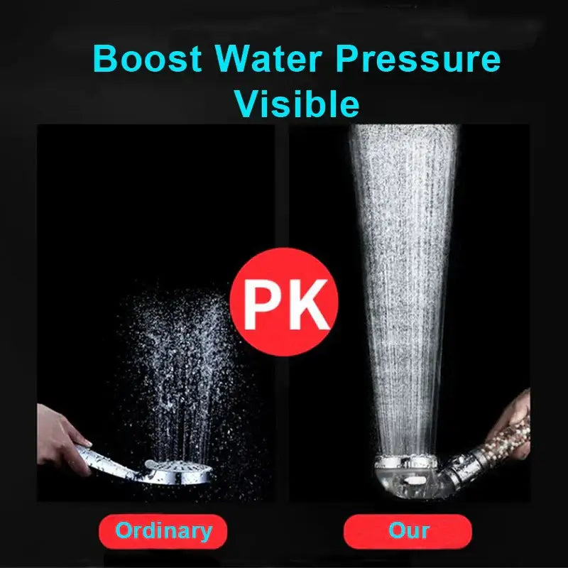 Modern chrome high pressure anion shower head with stop button featuring sleek chrome finish and powerful water stream