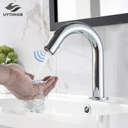 Modern chrome infrared sensor faucet with sleek touchless design by decorbites for bathroom basin mixer use