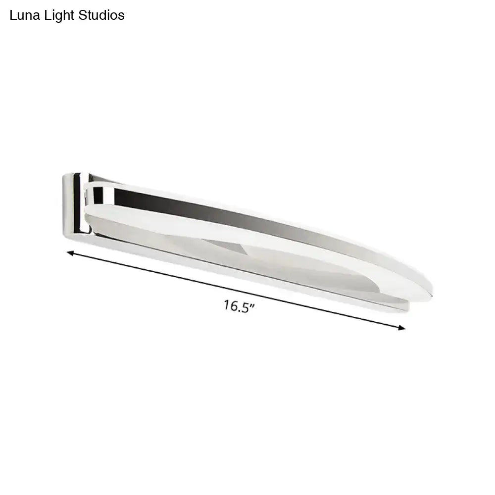 Modern chrome wall light with acrylic shade and integrated led lighting in sleek elongated oval design