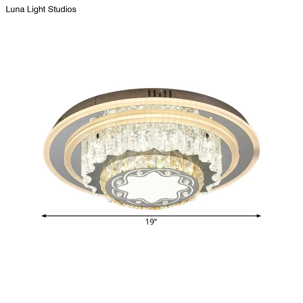 DecorBites™ DecorBites™ Modern Chrome LED Crystal Flush Mount Ceiling Fixture for Bedroom, featuring Hand-Cut Flower/Star Design