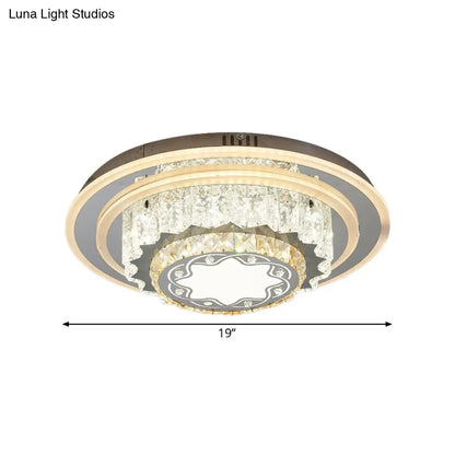 DecorBites™ DecorBites™ Modern Chrome LED Crystal Flush Mount Ceiling Fixture for Bedroom, featuring Hand-Cut Flower/Star Design