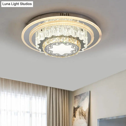 DecorBites™ DecorBites™ Modern Chrome LED Crystal Flush Mount Ceiling Fixture for Bedroom, featuring Hand-Cut Flower/Star Design