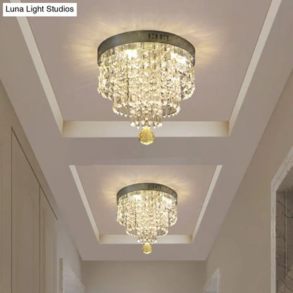 DecorBites™ DecorBites™ Modern Chrome LED Crystal Flush Mount Fixture with Cascading Corridor Lighting
