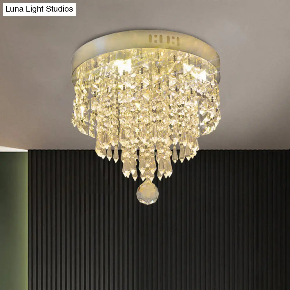 DecorBites™ DecorBites™ Modern Chrome LED Crystal Flush Mount Fixture with Cascading Corridor Lighting