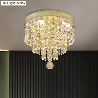 DecorBites™ DecorBites™ Modern Chrome LED Crystal Flush Mount Fixture with Cascading Corridor Lighting