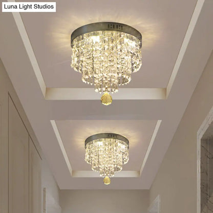 DecorBites™ DecorBites™ Modern Chrome LED Crystal Flush Mount Fixture with Cascading Corridor Lighting