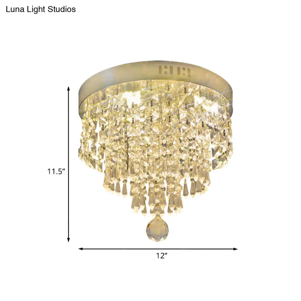 DecorBites™ DecorBites™ Modern Chrome LED Crystal Flush Mount Fixture with Cascading Corridor Lighting
