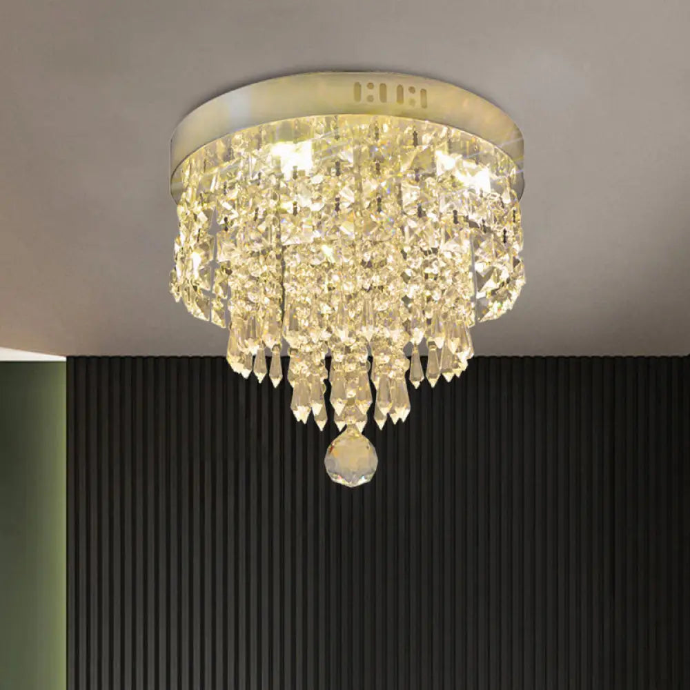 DecorBites™ DecorBites™ Modern Chrome LED Crystal Flush Mount Fixture with Cascading Corridor Lighting