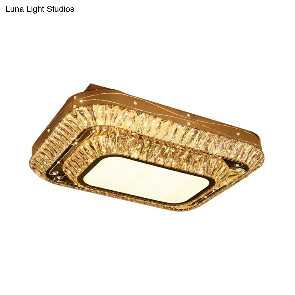 DecorBites™ DecorBites™ Modern Chrome LED Flushmount Light with Crystal 2 Tiers: Perfect for Sitting Rooms