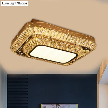 DecorBites™ DecorBites™ Modern Chrome LED Flushmount Light with Crystal 2 Tiers: Perfect for Sitting Rooms